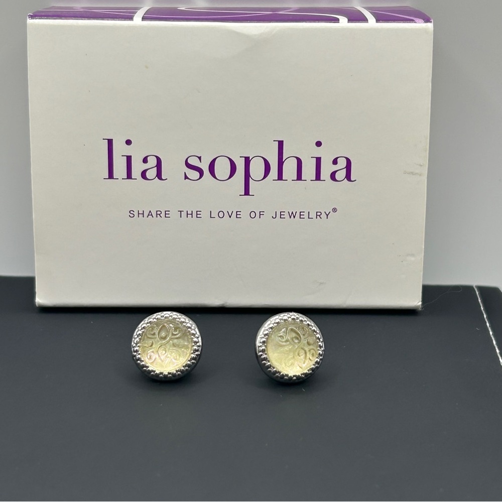 Lia Sophia "Sugar Blossom” Silver Tone w/Opulent Design Stud Earrings